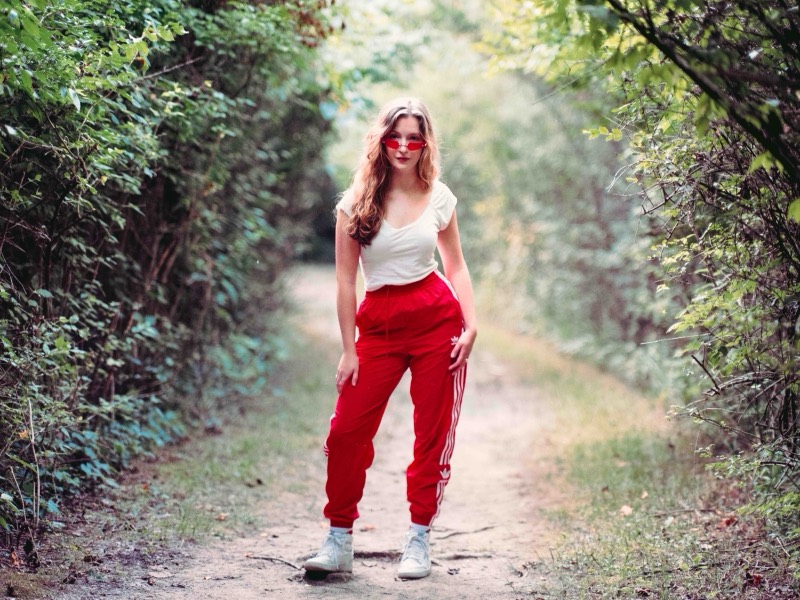 Editorial senior portrait on a forest path